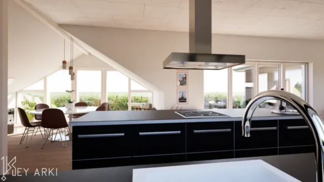 key-arki-sommerhus-tilbygning-kokken-opholdsrum-aaben